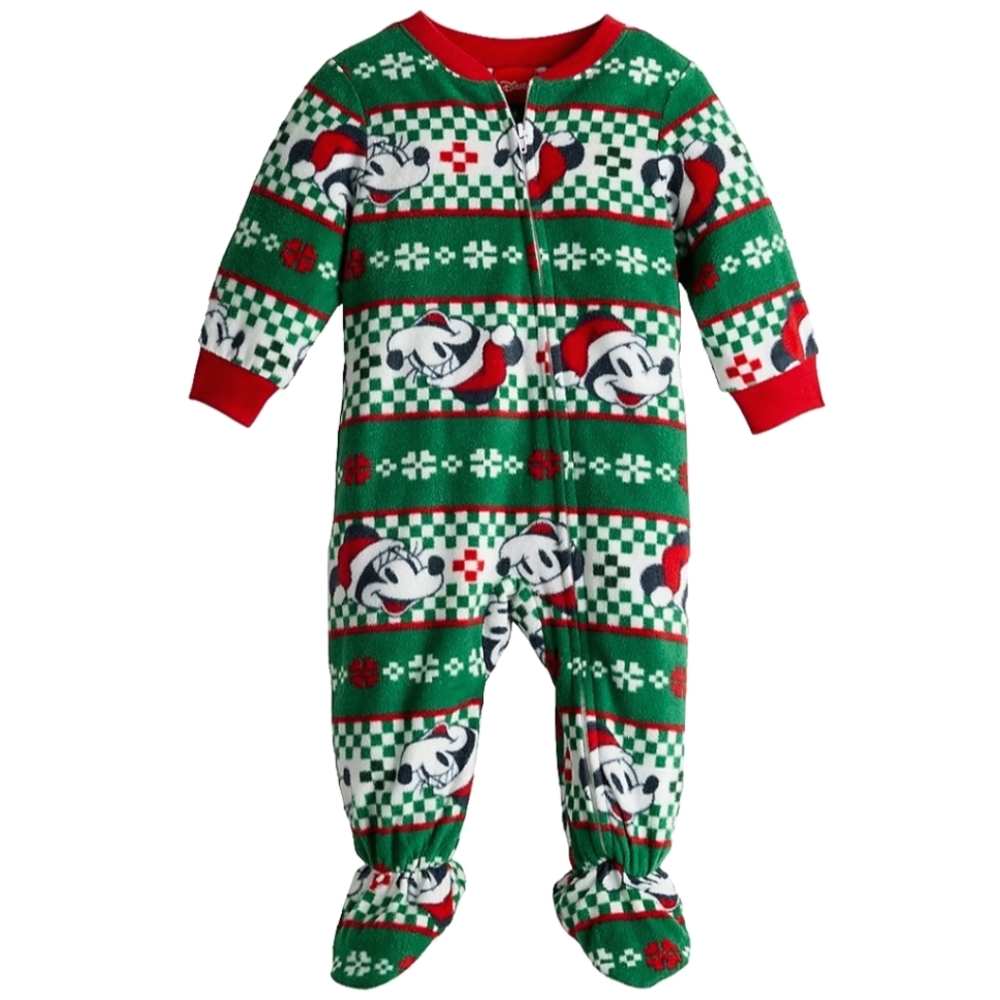 Disney Mickey Mouse One Piece Holiday Blanket Sleeper 24M - Picture 1 of 8